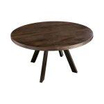 Table de salle � manger loden ronde 120 cm ? table industrielle en bois massif de manguier et m�tal