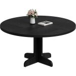 Table de salle � manger - lunsy - 120 cm en bois - rond - pour 4 � 6 personnes - noir