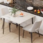 Table de salle à manger marbre 80x80cm grande table de cuisine meuble 4 personnes carrée blanc Table de salle à manger marbre 80x80cm grande table de cuisine meuble 4 personnes carrée blanc
