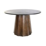 Table de salle à manger - marbre noir et marron - bois de manguier - 120 x 120 x 76 cm Table de salle à manger - marbre noir et marron - bois de manguier - 120 x 120 x 76 cm