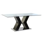 Table de salle à manger - noir - verre trempé - mdf - 180x90x76 cm - contemporain Table de salle à manger - noir - verre trempé - mdf - 180x90x76 cm - contemporain