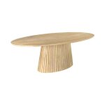 Table de salle � manger orino 220 cm ? plateau ovale en bois massif de manguier et structure en manguier ...