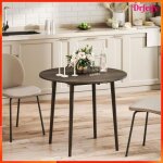 Table de salle � manger pliante - akozon - 12069 - 2 abattants - ronde extensible �89 cm - 4 places