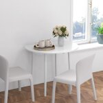 Table de salle � manger pliante - akozon - 12658 - 2 abattants extensible - �89 cm - blanc - 4 personnes ...