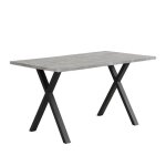 Table salle � manger rectangulaire 140x80x76 cm gris noir aux pieds en fer forg� crois�s - design b�ton ...