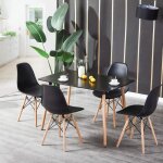 Table salle  manger rectangulaire noirs - scandinave - 4 chaises blanches - bois