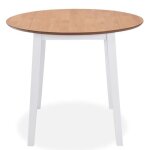 Table de salle à manger ronde à abattant - qim - blanc et bois naturel - 90x75cm - 4 places Table de salle à manger ronde à abattant - qim - blanc et bois naturel - 90x75cm - 4 places