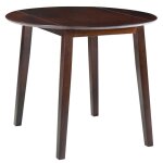 Table de salle � manger ronde � abattant - vidaxl - mdf - 90x75 cm - brun - pieds en h�v�a - finition ...
