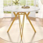Table salle � manger ronde blanche 100 cm effet marbre table ronde salle manger 4 personnes moderne pied ...