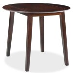 Table de salle  manger ronde - gar - mdf marron - 90 cm - 2 places - abattant