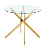 Table de salle � manger ronde plateau verre tremp� pieds dor�s table basse moderne minimaliste 80�80�76 ...