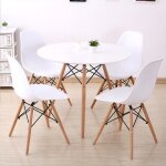 Table salle  manger scandinave ronde eiffel en mtal et pieds htre massif - 70 x 70 x 72 cm - blanc ...