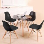 Table salle à manger scandinave ronde eiffel en métal et pieds hêtre massif - 70 x 70 cm noir Table salle à manger scandinave ronde eiffel en métal et pieds hêtre massif - 70 x 70 cm noir