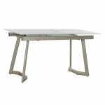 Table de salle à manger - verre doré - métal blanc - 140x80x76 cm - rectangulaire Table de salle à manger - verre doré - métal blanc - 140x80x76 cm - rectangulaire