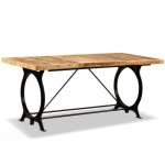 Table de salon salle � manger design bois de manguier brut 180 cm 0902317