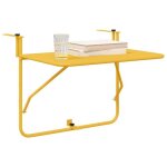 En soldes - table suspendue de balcon table gigogne moderne pour terrasse 2 / 4 personnes moutarde 60x39x65cm ...