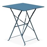 Table de jardin pliante bistrot en acier bleu pacific - oviala