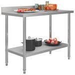 Table de travail de cuisine avec dosseret 120x60x93 cm inox robuste de qualit - hot7196 - gris