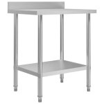Vidaxl table de travail de cuisine avec dosseret 80x60x93 cm inox 51187 Vidaxl table de travail de cuisine avec dosseret 80x60x93 cm inox 51187