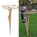 Table  vin dextrieur avec porte - bouteille table de plage portable pliante pour table  vin de sable ...