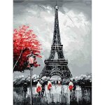 Tableau 5d - haopyou - paysage tour eiffel - broderie diamant - arts craft