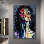Tableau abstrait femme visage graffiti street art avec cadre 40x60cm - multicolore - chambre - objets ...