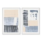 Tableau abstrait urbain - 60 x 90 cm - 2 units - toile et paulownia - patchwork dor