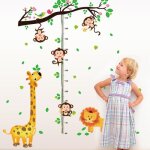 Tableau croissance rgle de hauteur wall sticker jungle animaux sauvages autocollant mural chambre bb ...