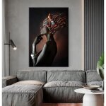 Tableau dart mural pour salon femme africaine bandeau indien peinture sur toile affiches et imprim�s ...