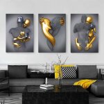 Tableau d�coratif sans cadre � poser jzshd�coration murale sur toile noireimpression noir blanc effet ...
