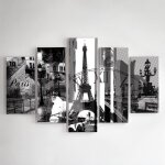 Tableau dcoration murale 5 panneaux paris tour eiffel 100x150 cm impression sur toile ville architecture ...