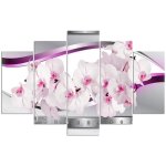 Tableau d�coration murale 5 parties orchidee blanche rose 100x150 cm nature abstrait impression sur toile ...