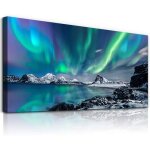 Tableau decoration murale tableaux aurores bor�ales bleu vert lumi�re polaire ciel �toil� impression ...