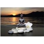 Dcoration murale - bouddha - 120x80 cm - impression hd - toile multicolore - zen spa
