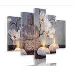 Tableau décoration murale bouddha orchidées zen 5 panneaux 150x80cm xxl impression sur toile intissee ... Tableau décoration murale bouddha orchidées zen 5 panneaux 150x80cm xxl impression sur toile intissee ...