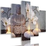 Tableau décoration murale bouddha orchidées zen 5 panneaux 200x100 cm xxl impression sur toile intissee ... Tableau décoration murale bouddha orchidées zen 5 panneaux 200x100 cm xxl impression sur toile intissee ...