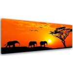 Tableau dcoration murale lphants dafrique 40x120 cm impression sur toile paysage africaine coucher ...