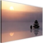 Tableau d�coration murale galets zen mer 60x40 cm impression sur toile coucher de soleil paysage chambre ...