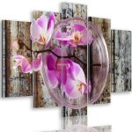 Tableau décoration murale orchidées bois 5 panneaux 200x100 cm impression sur toile pour la maison salon ... Tableau décoration murale orchidées bois 5 panneaux 200x100 cm impression sur toile pour la maison salon ...