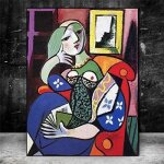 Tableau decoration murale salonsurr�alisme art femme avec livre par picasso peintures sur toile avec ...