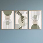 Tableaux d�coration murale - suteo - lot de 3 - 40x60 cm - vert sauge - sans cadre - style boh�me - design ...