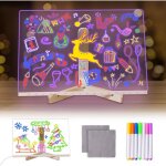 Tableau dessin led 30x20cm - 7 couleurs avec pied - �cran acrylique lumineux - bureau / �cole / maison ...
