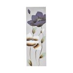 Tableau fleur peint � la main 30x90cm d�coration murale couleurs blanc cr�me violet profond ambiance ...