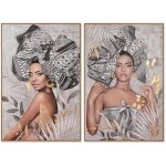 Tableau - home esprit - colonial africain - multicolore - 80 x 120 cm - 2 units