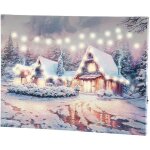 Tableau lumineux - infactory - village sous la neige - led - 40 x 30 cm - ambiance cosy nol