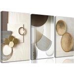 Tableau mural moderne sur toile pour chambre � coucher couloir salon - beige abstrait moderne - marbre ...