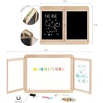 Tableau mural triptyque magntique - jeujura - ardoise centrale magntique 2 volets face blanche et crai ...