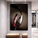 Tableau murale verre � vin rouge toile tableau peinture nordique verre � vin murale art affiche bar avec ...