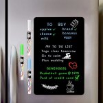 Tableau noir magn�tique pour frigo 43 x 28 cm ? ardoise aimant�e lavable 3 feutres 3 porte - stylos & ...