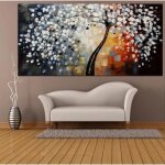 Tableau peinture  huile arbre de fleur toile abstraite moderne dcoration maison murale 60 * 120cm sans ...